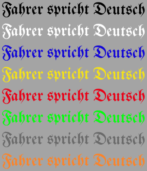 Aufkleber Fahrer spricht Deutsch